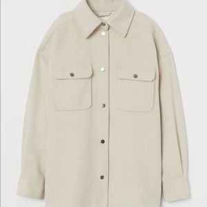 H&M Felted Shirt Jacket / Shacket / Coat in cream